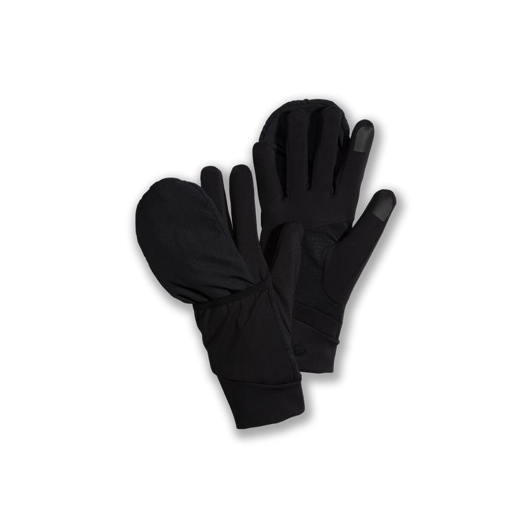 Brooks Women's DRAFT HYBRID Running Gloves - Black - Canada (FSGUH-4609)